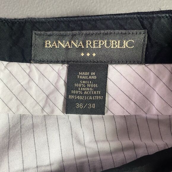 Vintage BANANA REPUBLIC 100% Wool Pants Pleated Pinstripe Mens 36 x 34 Blue - Picture 4 of 8